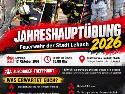 Jahreshauptübung 2026: Feuerwehr Lebach lädt zur großen Einsatzübung ein